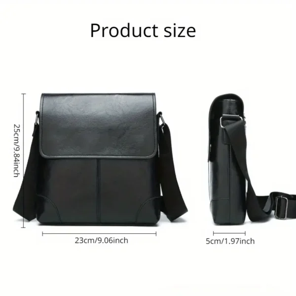 Faux Leather Crossbody Messenger Bag - Image 3